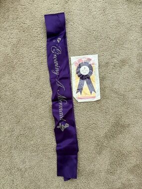 Purple 'Growing A Mermaid' Sash with Mer-Dad Ribbon Badge for baby showers